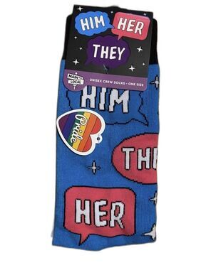 Main And Local Pride "Him, Her & They" Pronouns Unisex Crew Socks